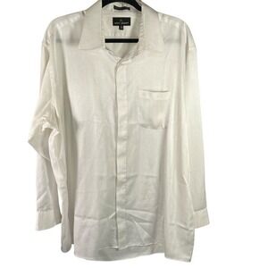 Stacy‎ Adams Mens Dress Shirt Size 18 34/35 White Chevron Pattern Long Sleeve